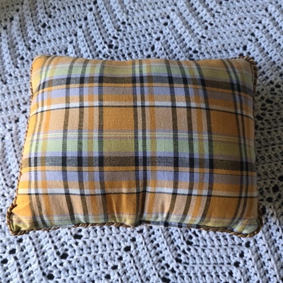 Grandmother Petit Cross Stitch Pillow Decorative Retro Plaid New Baby 12 x10 - Picture 2 of 4